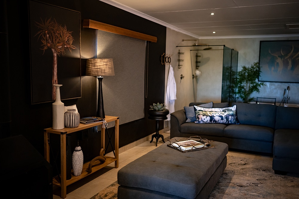 Interior of a luxury safari lodge room at Shalom Boutique Lodge & Hunting Safaris